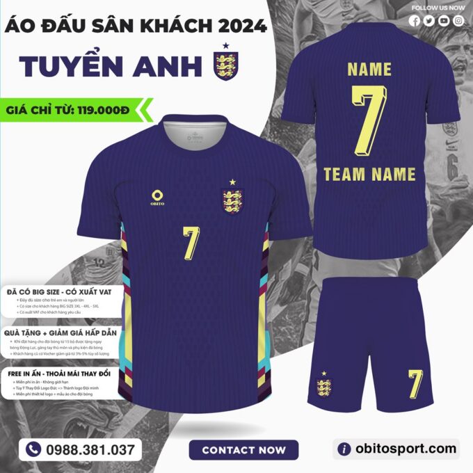 Áo Đấu Đội Tuyển Anh Sân Khách Euro 2024