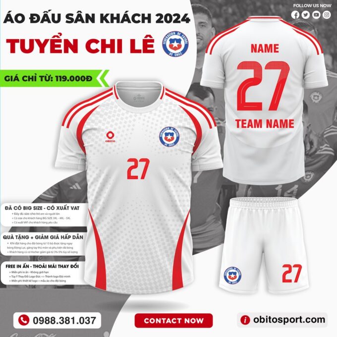 Áo Bóng Đá Đội Tuyển Chi Lê Sân khách 2024 Màu Trắng