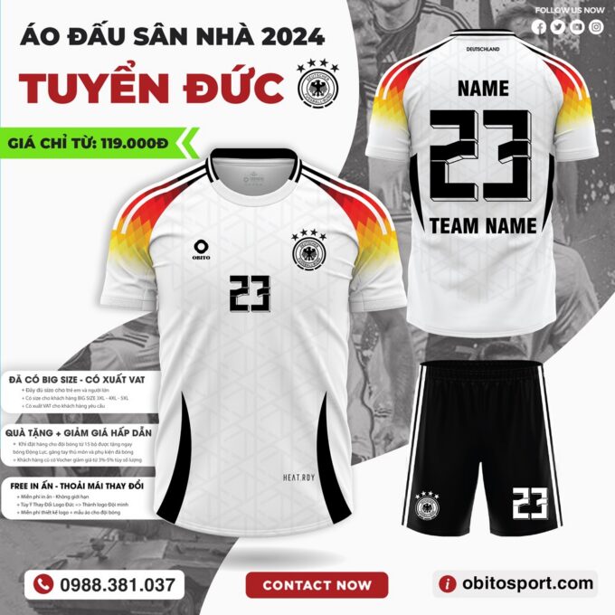 Mẫu Áo Bóng Đá Đội tuyển Đức Sân Nhà EURO 2024 Màu Trắng