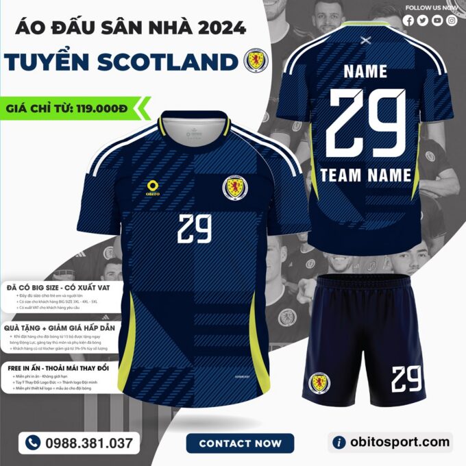 Áo Đấu Đội Tuyển SCOTLAND Sân Nhà EURO 2024 Màu Xanh