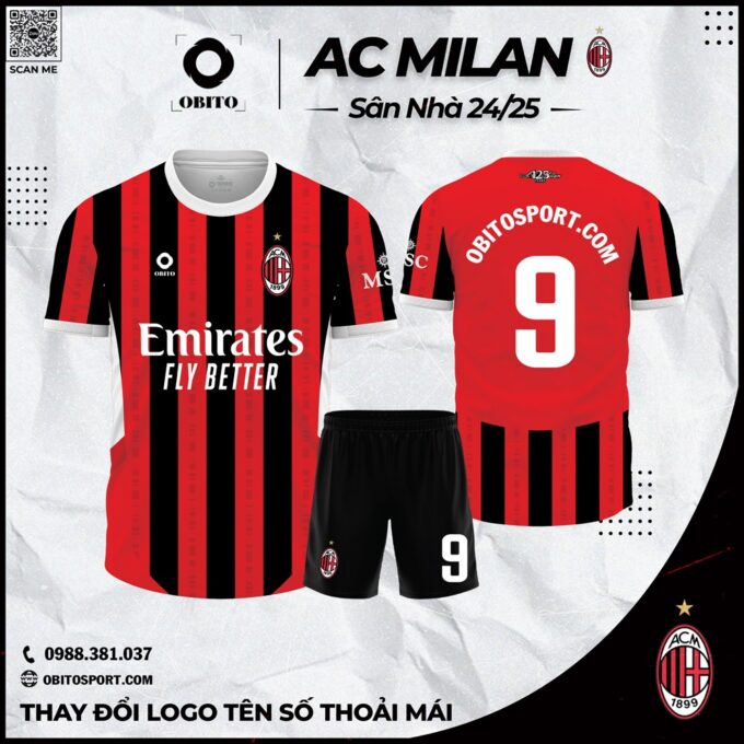 Áo Bóng Đá Ac Milan Sân Nhà 2024-2025 Đẹp Nhất
