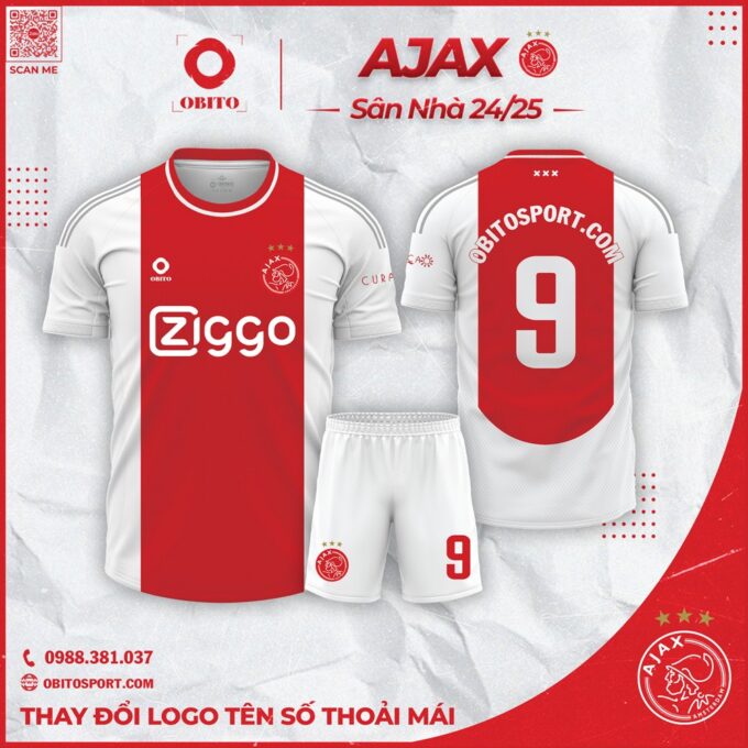 Quần Áo Câu Lạc Bộ Ajax Sân Nhà 2024-2025 Siêu Hot