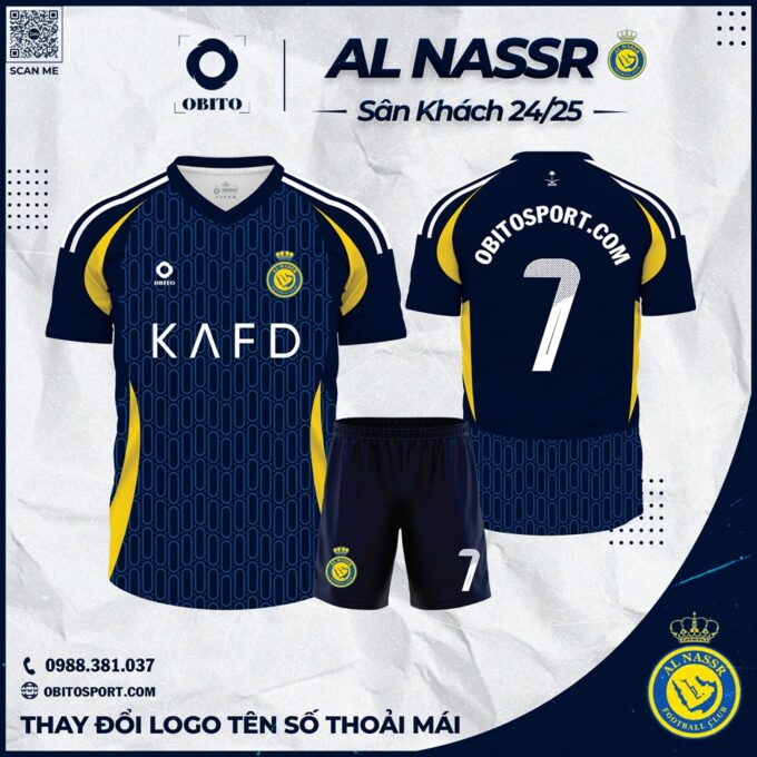Áo Đá Banh Al Nassr Sân Khách 2024-2025 Đẹp Mắt