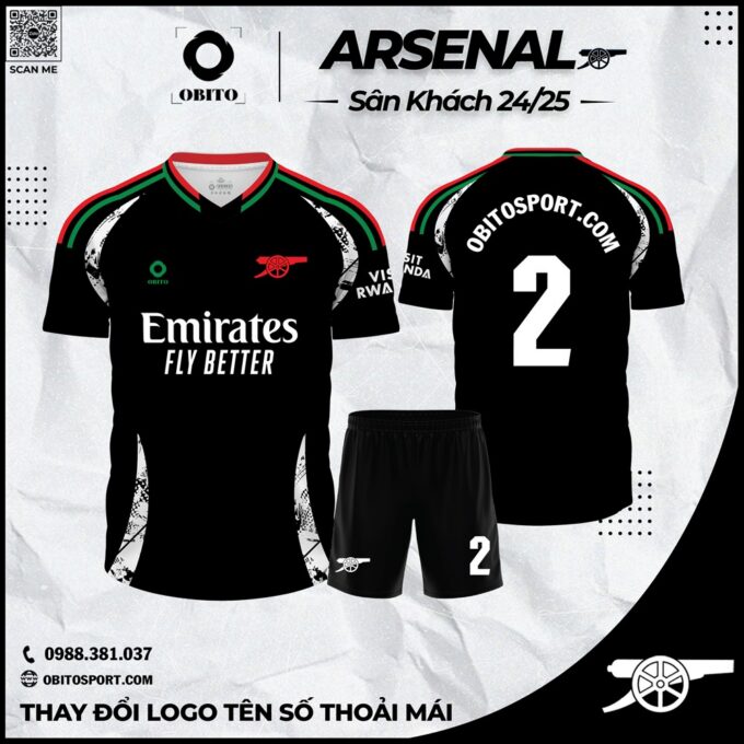Áo Đá Banh Arsenal Sân Khách 2024-2025 Đẹp Nhất