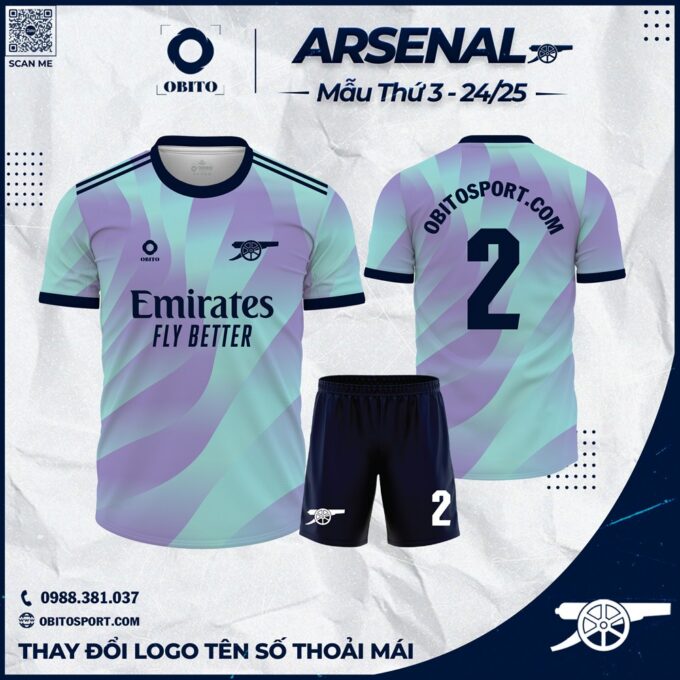 Áo Đá Bóng Arsenal Mẫu thứ 3 2024-2025