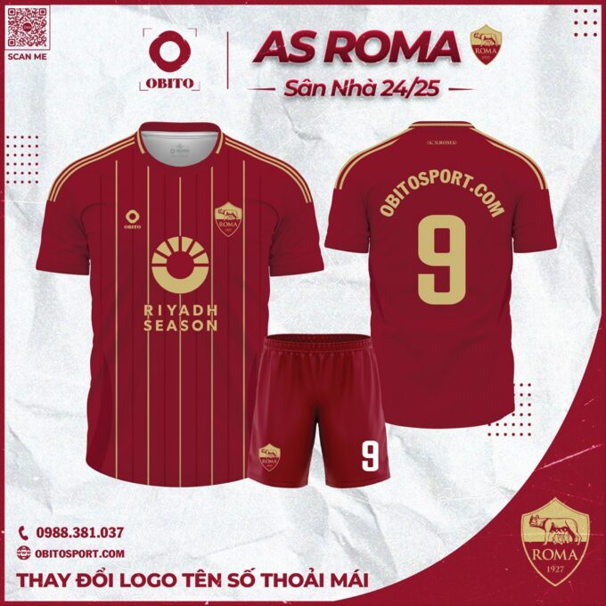 Quần Áo Bóng Đá As Roma Sân Nhà 2024-2025