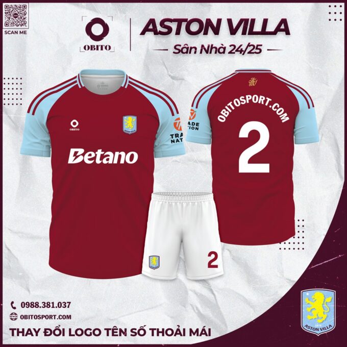Quần Áo Bóng Đá Aston Villa Sân Nhà 2024-2025