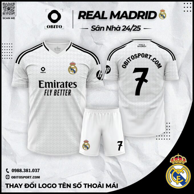 Quần Áo Đá Banh Real Madrid Sân Nhà 2024-2025 Mới Nhất