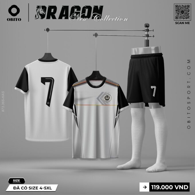 Demo Mẫu Áo Đấu Màu Xám Trắng Thiết Kế Xuất Sắc Tại Obito Sport