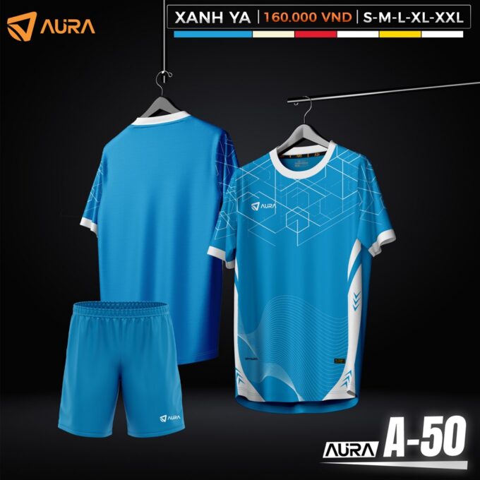 Quần Áo Đá Bóng Đá Aura A-50 Không Logo Màu Xanh Ya Độc Lạ