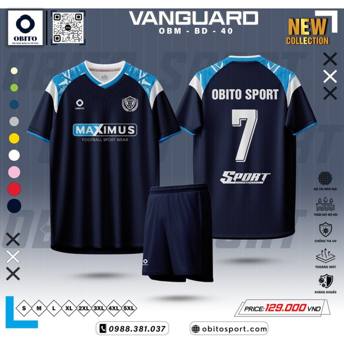 Áo Bóng Đá OBM-BD-40 Xanh Navy – Thiết Kế Trẻ Trung, Chất Liệu Thoáng Mát