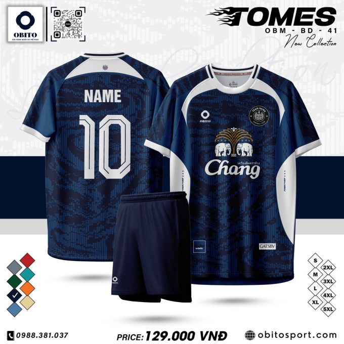 Áo Bóng Đá OBM BD 41 Xanh Navy Trắng – Đậm Chất Thể Thao, Mạnh Mẽ Cá Tính