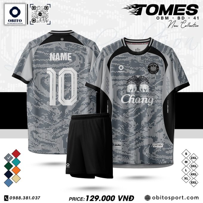 Áo Bóng Đá OBM BD-41 Xám Đen – Thiết Kế Camo Kỹ Thuật Số Hiện Đại