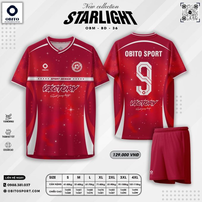 Áo Thể Thao Đỏ Ánh Sao OBM-BD-36 Dòng Starlight