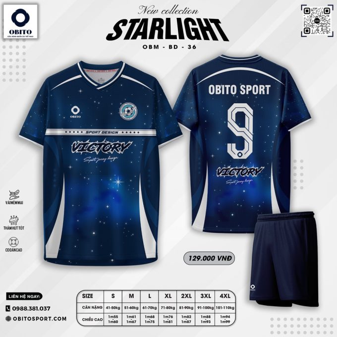 Áo Thể Thao Starlight OBM-BD-36 Xanh Navy – Họa Tiết Sao Nổi Bật