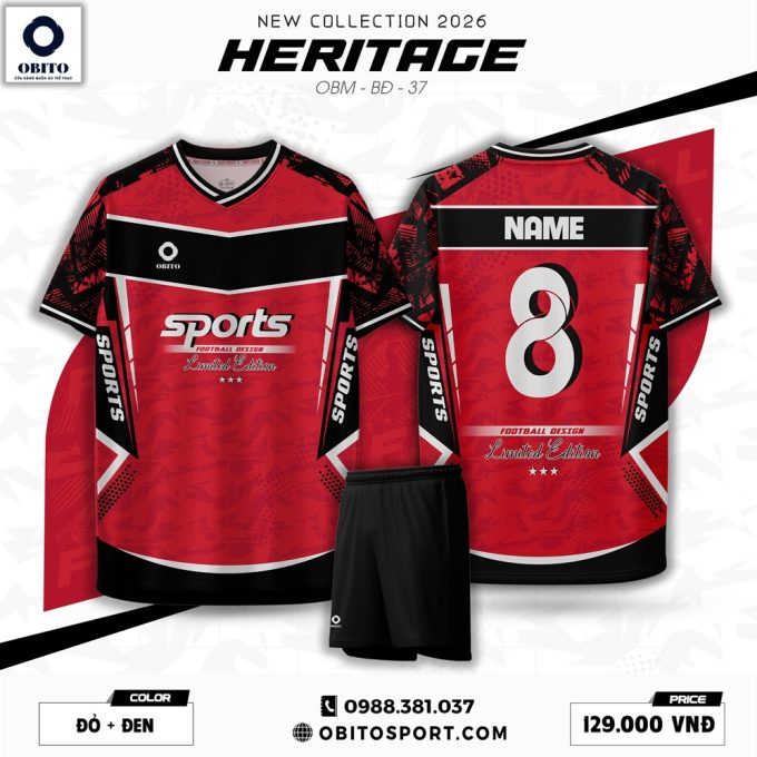 Áo Bóng Đá Heritage Đỏ Đen OBM-37 – Sức Mạnh & Đẳng Cấp Thể Thao