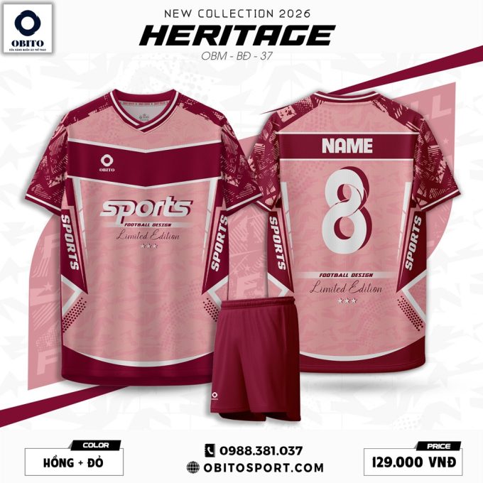 Áo Đá Banh Heritage 2026 Màu Hồng Đỏ | Limited Edition Tinh Tế