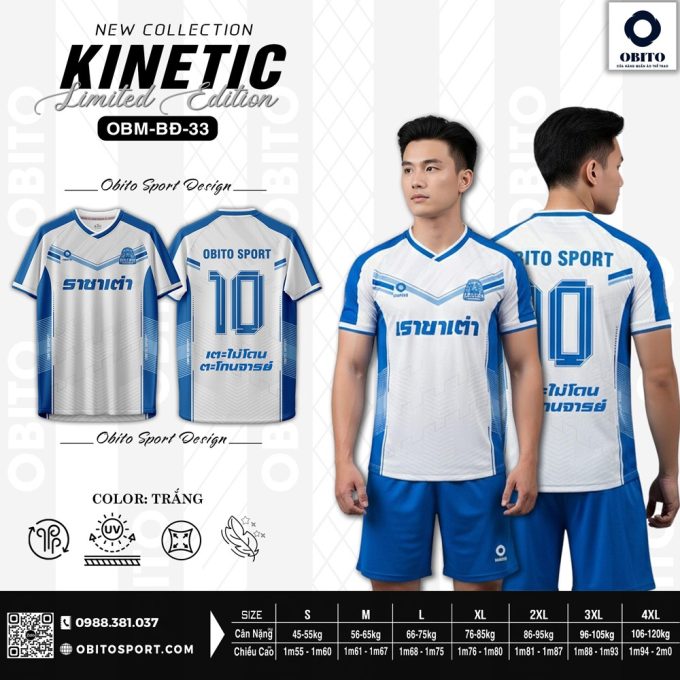 Áo Thể Thao Trắng Xanh Dương ObitoSport – Đẳng Cấp Năng Động, Thoáng Mát
