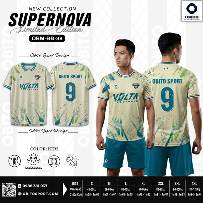 Áo Bóng Đá Volta Football Chính Hãng Màu Kem Cá Tính – OBM-BD-39-Kiểu 2