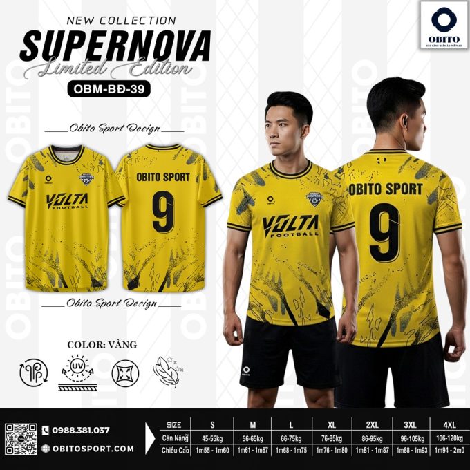 Áo Bóng Đá Supernova Limited Edition OBM-BD-39 Màu Vàng