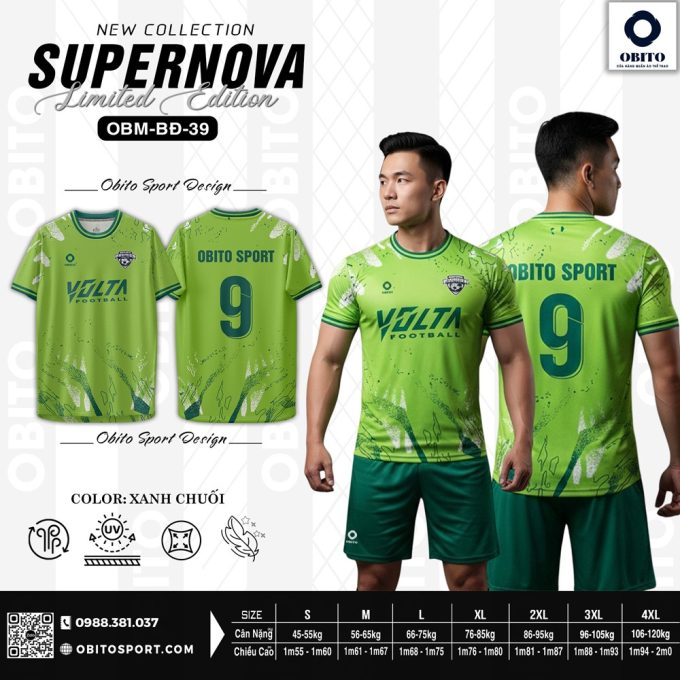 Áo Bóng Đá OBM-BD-39 Kiểu 2 Xanh Chuối – Năng Động, Cá Tính cho Sân Cỏ