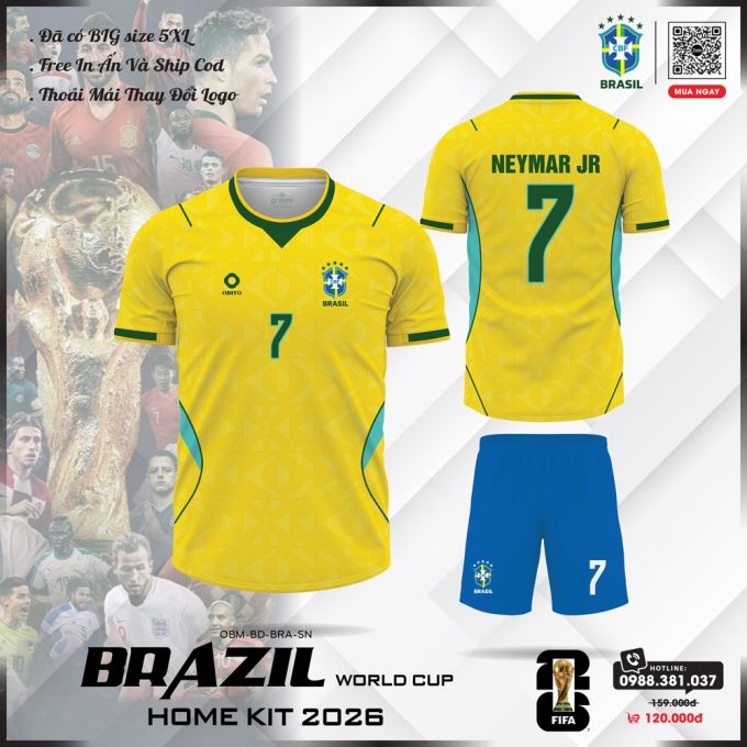 Áo Đội Tuyển Brazil Sân Nhà 2026 - Vàng Tươi Năng Động