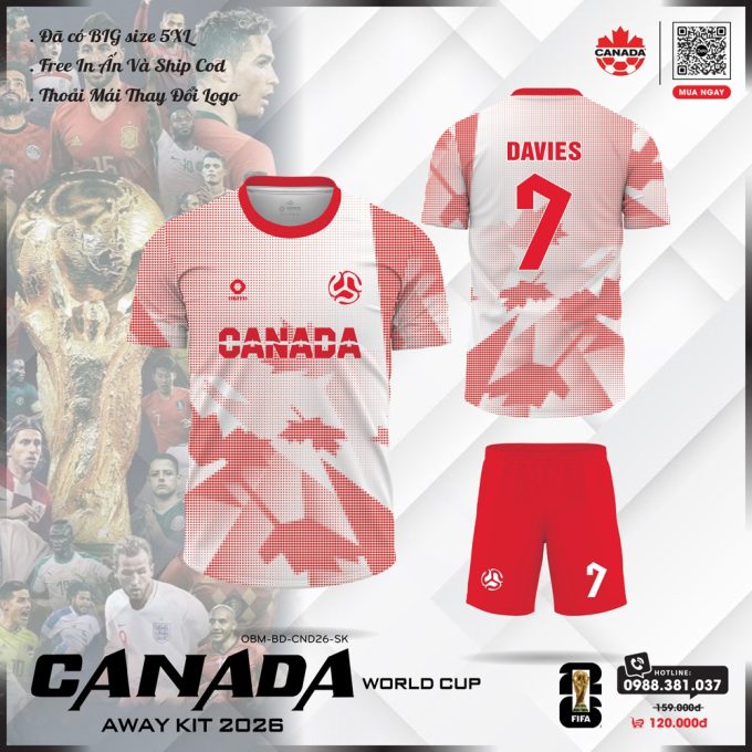 Áo Đấu Canada Đỏ Trắng World Cup 2026 - In Tên Số Miễn Phí
