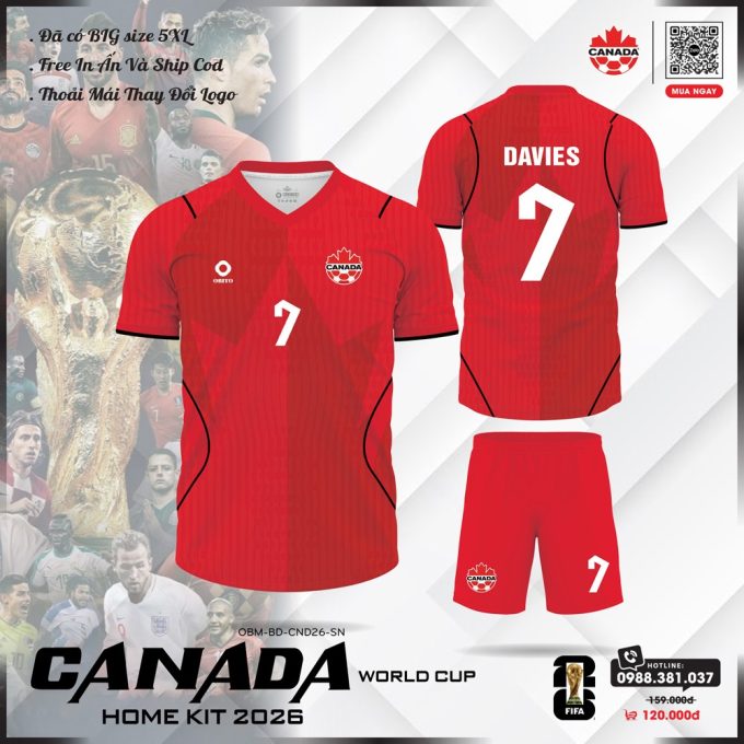 Áo Đội Tuyển Canada 2026 Sân Nhà - Đỏ Nổi Bật, Tự Do Cá Nhân Hóa