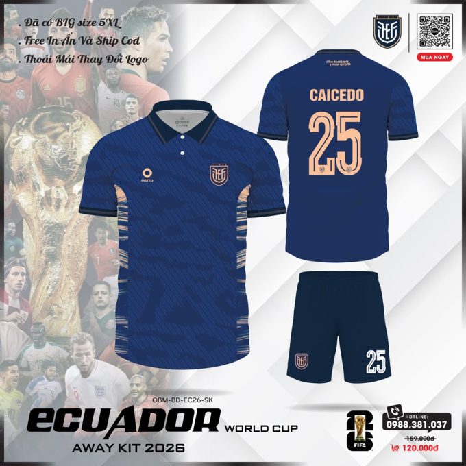 Áo Đội Tuyển Ecuador 2026 Màu Xanh Dương Đậm – Năng Động & Cá Tính