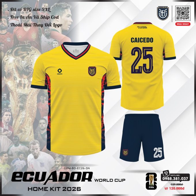 Áo Đội Tuyển Ecuador 2026 Sân Nhà - Vàng Rực Rỡ Cá Tính