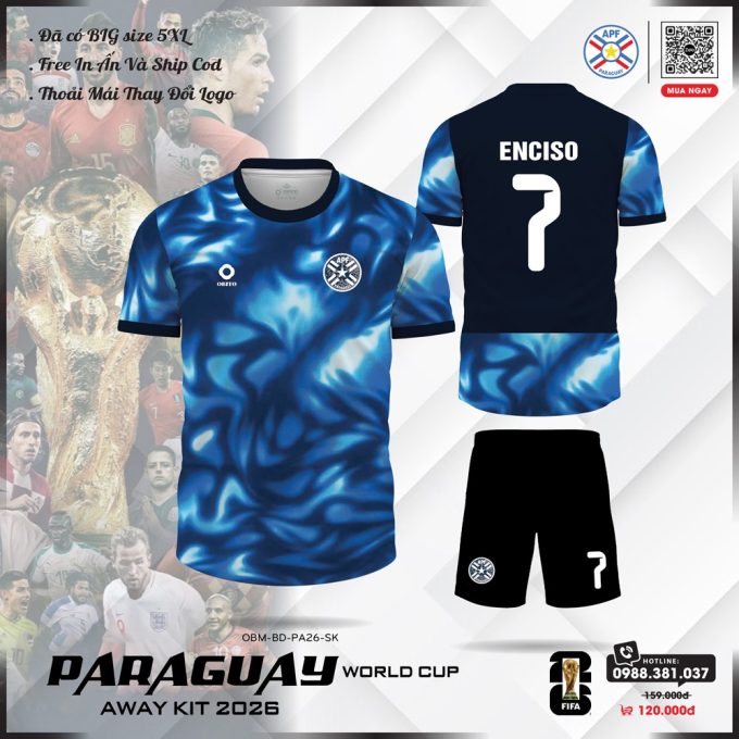 Áo Đội Tuyển Paraguay 2026 Phiên Bản Xanh Lam Nghệ Thuật – Đỉnh Cao Thể Thao, Đậm Chất Cá Tính