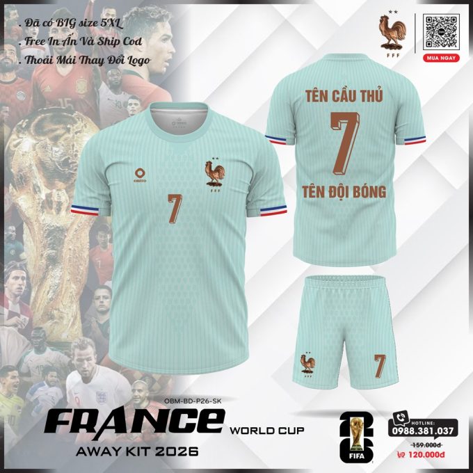 Áo Đội Tuyển Pháp 2026 Màu Xanh Mint - Đẳng Cấp Thanh Lịch, Phong Cách Thể Thao Hiện Đại